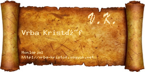 Vrba Kristóf névjegykártya